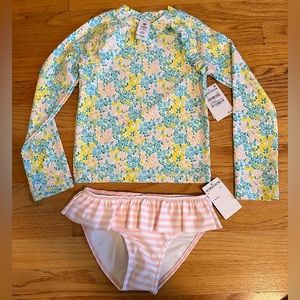 NWT Tucker + Tate Girls Two Piece Swim Set with UPF 50, size 6